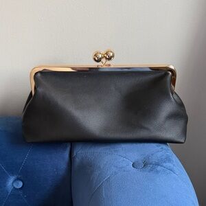 a new day Black Clutch with Gold Frame Kiss-Lock